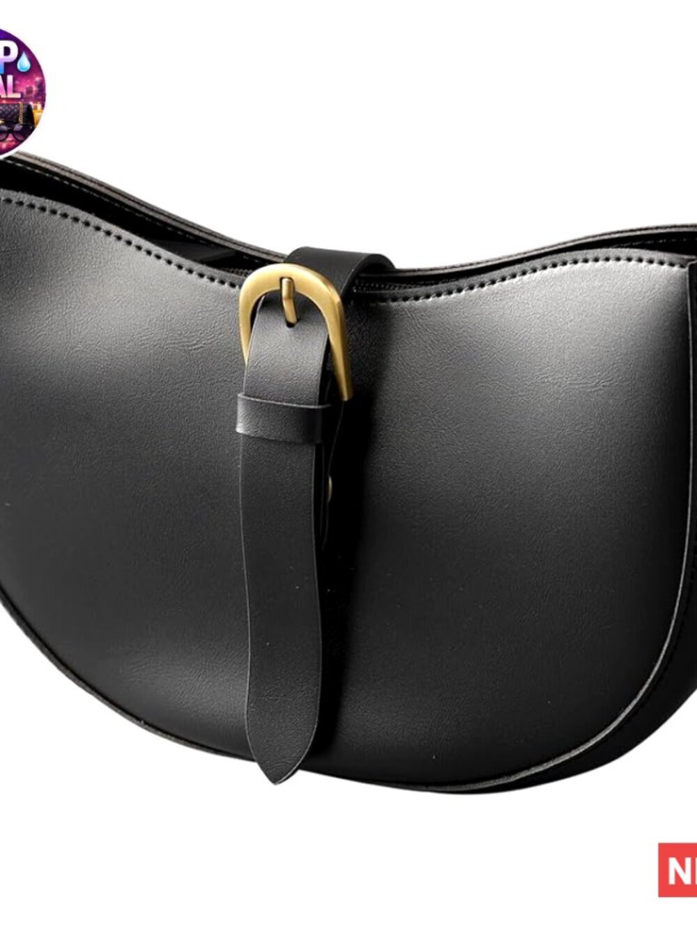 Vintage Vegan Leather Shoulder Bag Hobo Purse Crescent Satchel